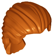 Display of LEGO part no. 95226 which is a Dark Orange Minifigure, Hair Swept Back with Short Ponytail 