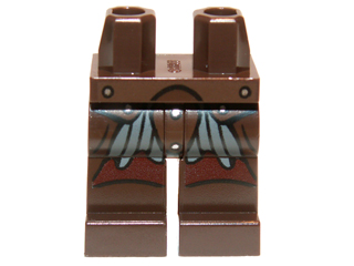 Display of LEGO part no. 970c00pb0159 which is a Dark Brown Hips and Legs with Leather Armor Pattern (Uruk-Hai) 