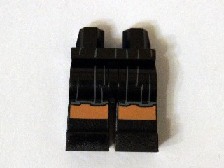 Display of LEGO part no. 970c00pb0386 which is a Black Hips and Legs with Skirt, Boots and Nougat Knees Pattern (Scarlet Witch) 