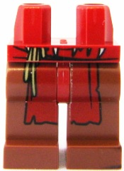 Display of LEGO part no. 970c88pb05 which is a Dark Red Hips and Reddish Brown Legs with Loincloth Pattern 