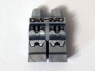 Display of LEGO part no. 970c95pb002 which is a Light Bluish Gray Hips and Flat Silver Legs with Silver Knee Plates and Belt Pattern 