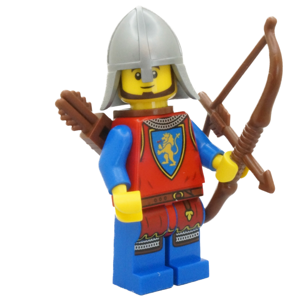 Display of LEGO castle lion knights Lion Knight Archer minifigure bk009 