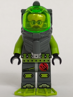 This LEGO minifigure is called, Atlantis Diver 6, Jeff Fisher . It's minifig ID is atl009.