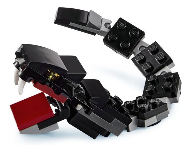 Display of LEGO part no. basilisk02 which is a n/a Snake, Harry Potter (Basilisk with Dark Red Mouth), Brick Built 