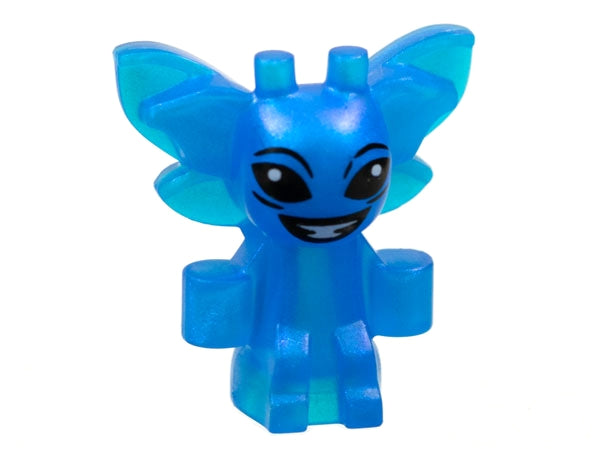 LEGO part Satin Trans-Dark Blue Cornish Pixie with Black Eyes and Open Mouth Smile with White Teeth Pattern