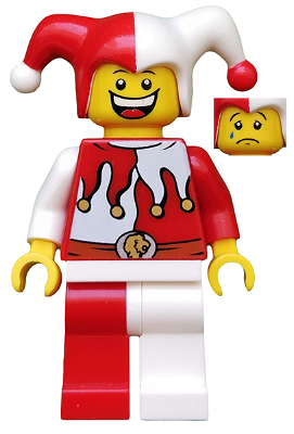 This LEGO minifigure is called, Kingdoms, Jester . It's minifig ID is cas437.