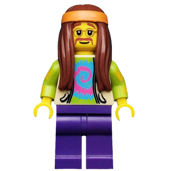 Display of LEGO Hippie Minifigure from the LEGO Collectable Minifigures theme