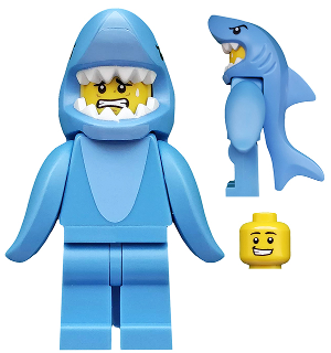 This LEGO minifigure is called, Shark Suit Guy, Series 15 (Minifigure Only without Stand and Accessories) . It's minifig ID is col240.