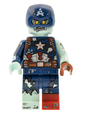 This LEGO minifigure is called, Zombie Captain America, Marvel Studios, Series 1 (Minifigure Only without Stand and Accessories) / *with shield. It's minifig ID is colmar09.