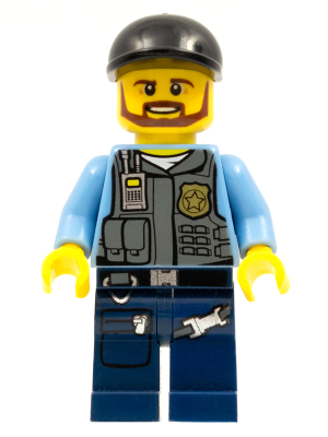 This LEGO minifigure is called, Police, LEGO City Undercover Elite Police Officer 1, Brown Beard . It's minifig ID is cty0360.