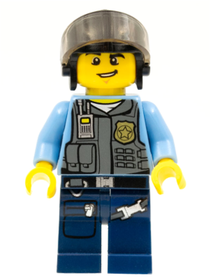This LEGO minifigure is called, Police, LEGO City Undercover Elite Police Officer 2 . It's minifig ID is cty0361.