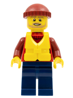 This LEGO minifigure is called, Coast Guard City, Lifeboat Passenger . It's minifig ID is cty0817.