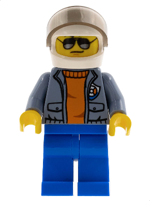 This LEGO minifigure is called, Coast Guard City, Helicopter Pilot with Sunglasses . It's minifig ID is cty0865.