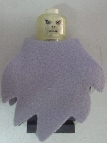 This LEGO minifigure is called, Lord Voldemort, Glow In Dark Trans Head, Dark Bluish Gray Dementor Style Cape . It's minifig ID is hp069d.