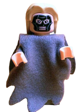 This LEGO minifigure is called, Death Eater (Lucius Malfoy), Dark Bluish Gray Dementor Style Cape . It's minifig ID is hp073a.
