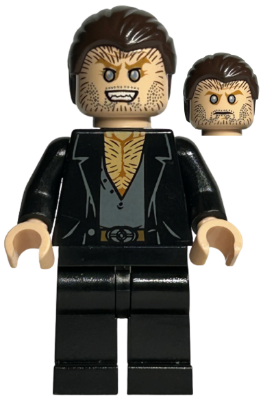 This LEGO minifigure is called, Fenrir Greyback, Dark Brown Hair . It's minifig ID is hp091.