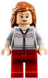 This LEGO minifigure is called, Hermione Granger, Light Bluish Gray Sweater . It's minifig ID is hp121.