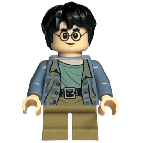 Display of LEGO Harry Potter Harry Potter, Sand Blue Jacket, Smiling