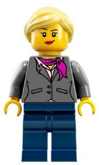 This LEGO minifigure is called, Research Scientist Female, Magenta Scarf . It's minifig ID is idea009.