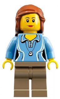 This LEGO minifigure is called, Research Scientist Female, Medium Blue Top . It's minifig ID is idea010.