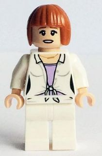 This LEGO minifigure is called, Claire Dearing, White Shirt Open . It's minifig ID is jw012.