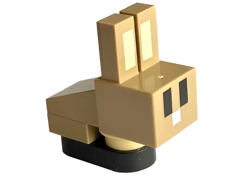 Display of LEGO part no. minebunny01 which is a n/a Minecraft Bunny / Rabbit Baby, Dark Tan, Brick Built 