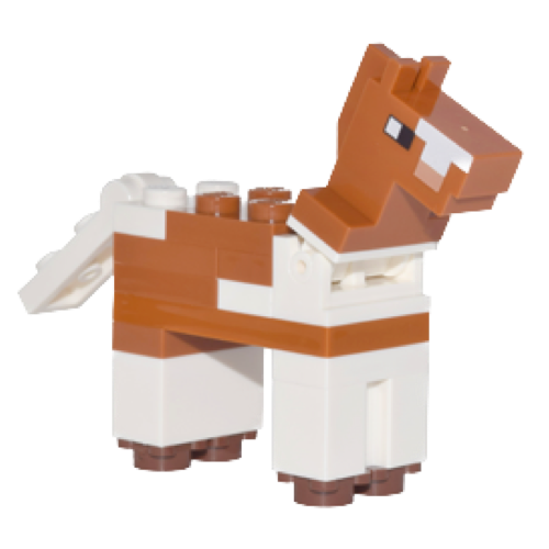 LEGO Animal minehorse01 Minecraft Horse Dark Orange, Top of Nose Pattern, Plate, Round 1 x 1 with Flower Edge Feet - Brick Built