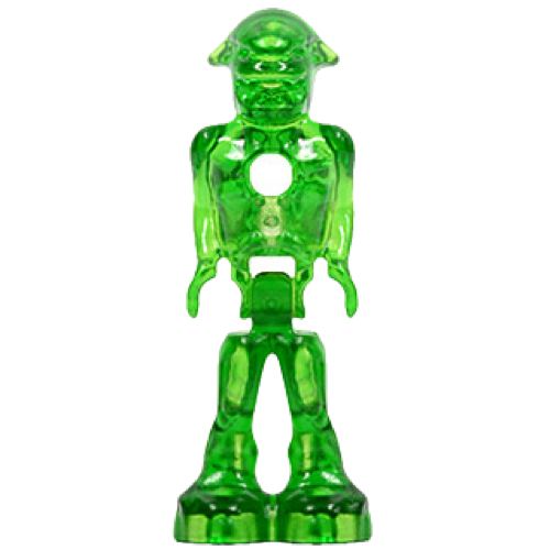 This LEGO minifigure is called, Mars Mission Alien with Marbled Glow In Dark Torso . It's minifig ID is mm001.