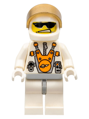 This LEGO minifigure is called, Mars Mission Astronaut with Helmet and Sunglasses, Smirk, and Headset . It's minifig ID is mm004.
