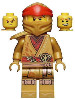 This LEGO minifigure is called, Kai, 10th Anniversary Golden Ninja . It's minifig ID is njo650.