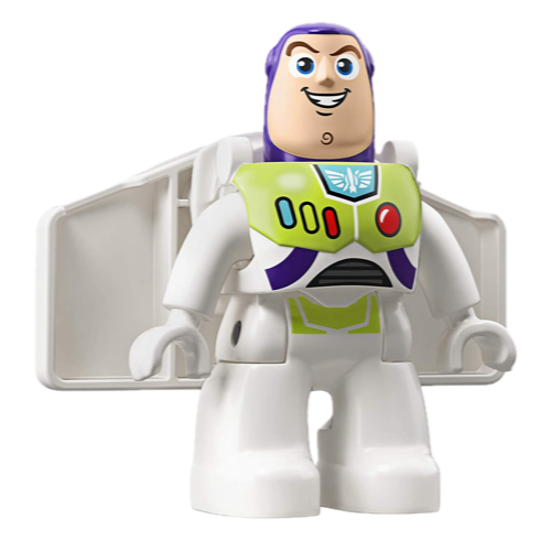 This LEGO minifigure is called, Duplo Figure Lego Ville, Male, Buzz Lightyear with Detailed Suit *Includes wings. It's minifig ID is 47394pb274.