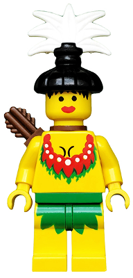 This LEGO minifigure is called, Islander, Female with Quiver . It's minifig ID is pi066a.