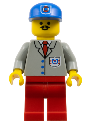This LEGO minifigure is called, Coast Guard 2, Red Legs, Blue Cap, Moustache . It's minifig ID is res003.
