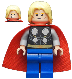 This LEGO minifigure is called, Thor, Starched Fabric Cape, Blue Legs . It's minifig ID is sh0098.