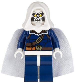 This LEGO minifigure is called, Taskmaster, White Cape and Hood . It's minifig ID is sh0100.