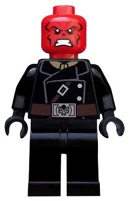 This LEGO minifigure is called, Red Skull, Dark Brown Belt . It's minifig ID is sh0107.