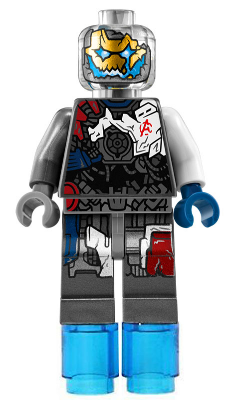 This LEGO minifigure is called, Ultron MK1, Trans-Clear Head . It's minifig ID is sh0169.