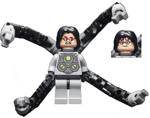 This LEGO minifigure is called, Dr. Octopus (Otto Octavius) / Doc Ock, Light Bluish Gray Suit, Mechanical Arms . It's minifig ID is sh040.