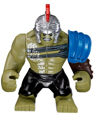This LEGO minifigure is called, Hulk, Giant, Black Pants, Helmet . It's minifig ID is sh0413.