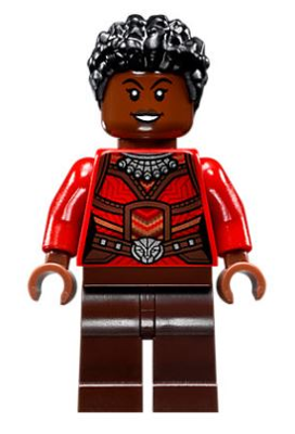 This LEGO minifigure is called, Nakia, Red Top . It's minifig ID is sh0467.