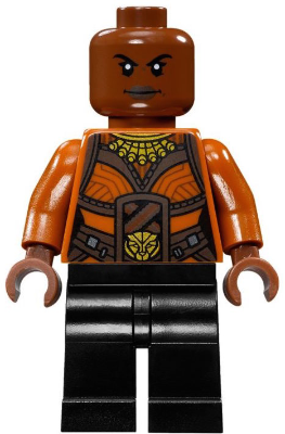 This LEGO minifigure is called, Okoye, Dark Orange Top . It's minifig ID is sh0476.