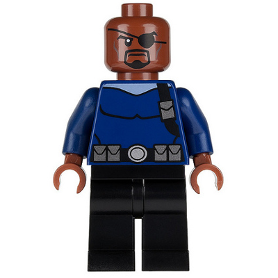 Display of LEGO Super Heroes Nick Fury