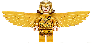 This LEGO minifigure is called, Wonder Woman (Diana Prince), Gold Wings . It's minifig ID is sh0634.