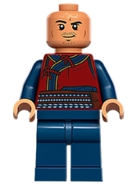 This LEGO minifigure is called, Wong, Dark Red Robe, Dark Blue Legs *with Tesseract. It's minifig ID is sh0826.