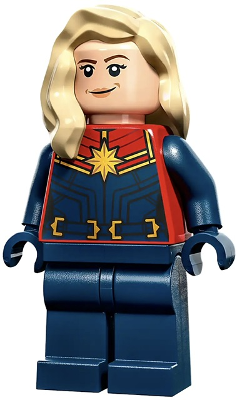 This LEGO minifigure is called, Captain Marvel (Carol Danvers), Tan Hair over Shoulder . It's minifig ID is sh0911.