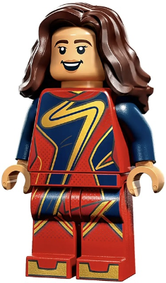 This LEGO minifigure is called, Ms. Marvel (Kamala Khan), Red Suit . It's minifig ID is sh0913.