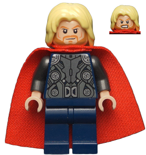 Display of LEGO Super Heroes Thor, Soft Cape, Dark Blue Legs
