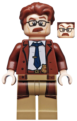 This LEGO minifigure is called, Commissioner Gordon, Reddish Brown Hair and Coat . It's minifig ID is sh591.