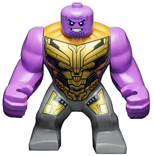 Display of LEGO Super Heroes Thanos, Dark Bluish Gray Armor without Helmet