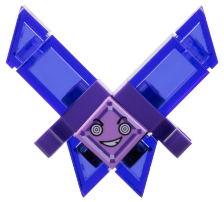 This LEGO minifigure is called, Kryptomite, Purple, Medium Crystals, Hands . It's minifig ID is shg019.